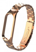 Ремешок металлический для Mi Band 5, розовое золото - фото